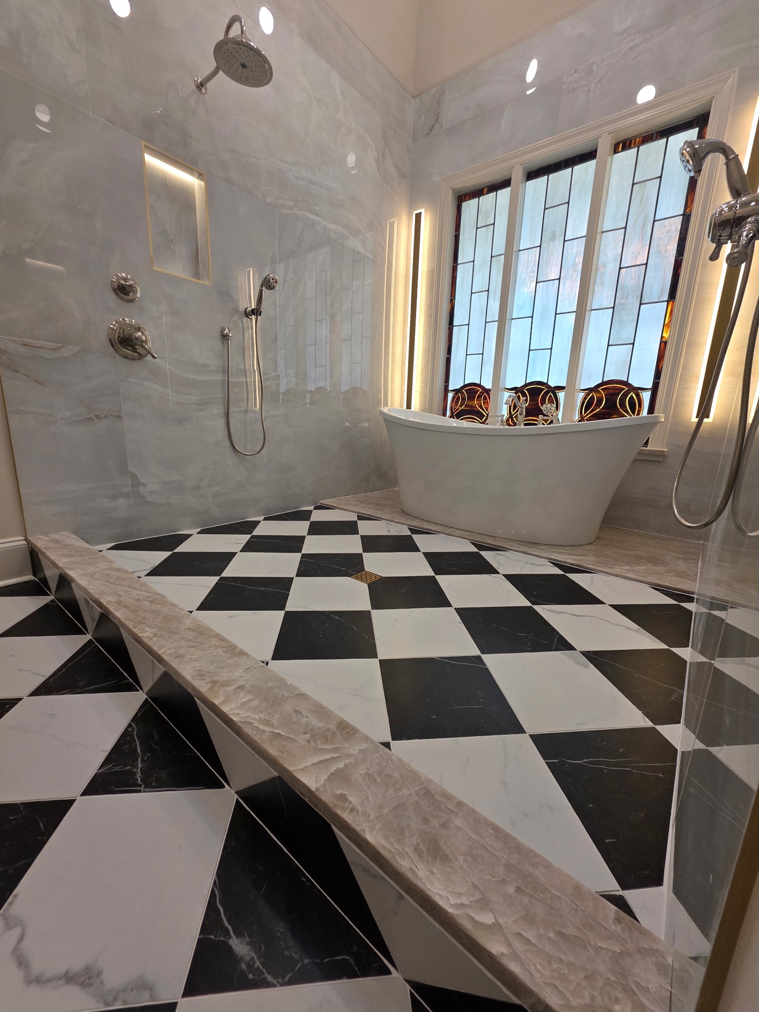 Black and white checker shower