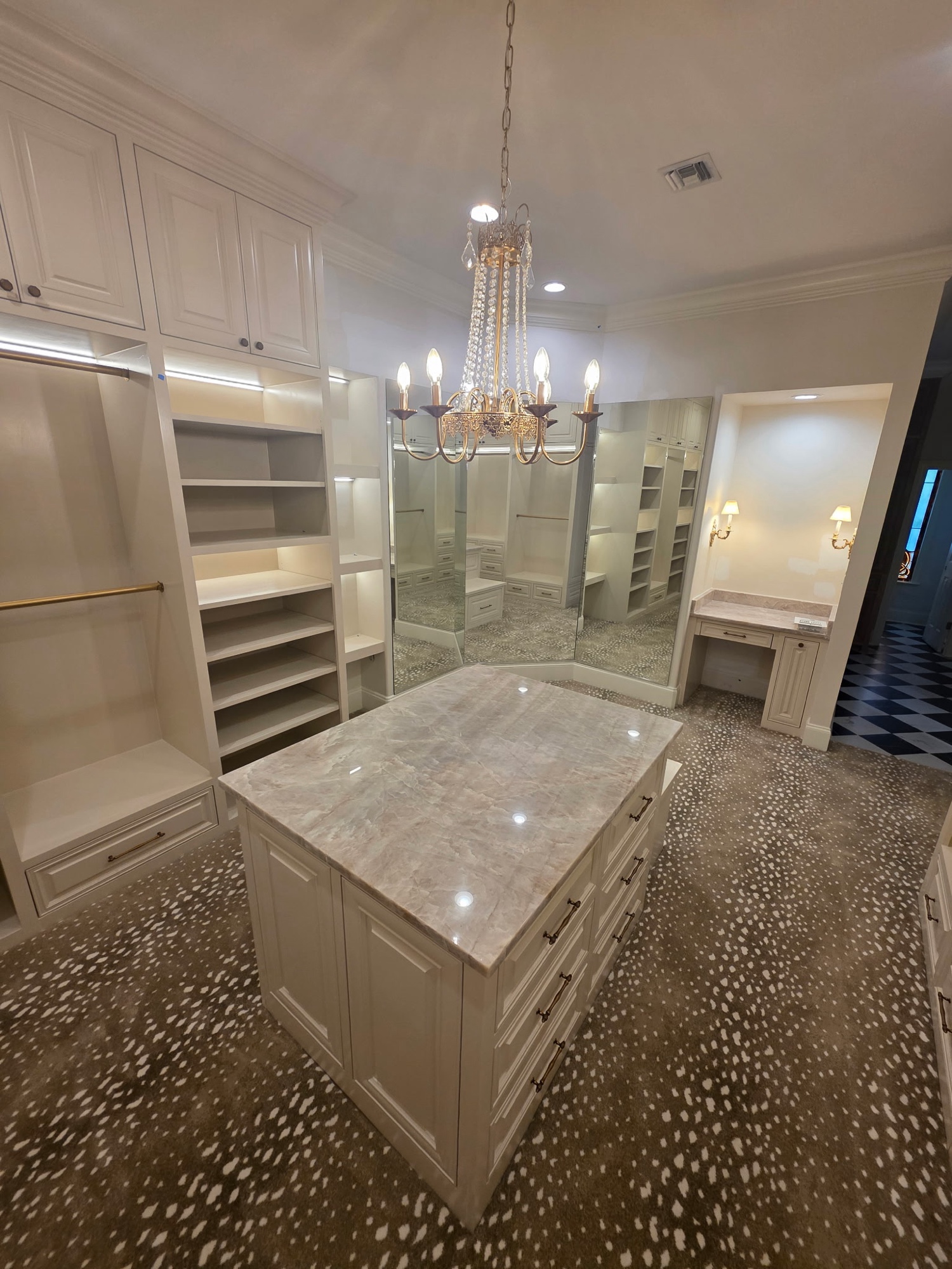 Walk-in closet with custom shelving