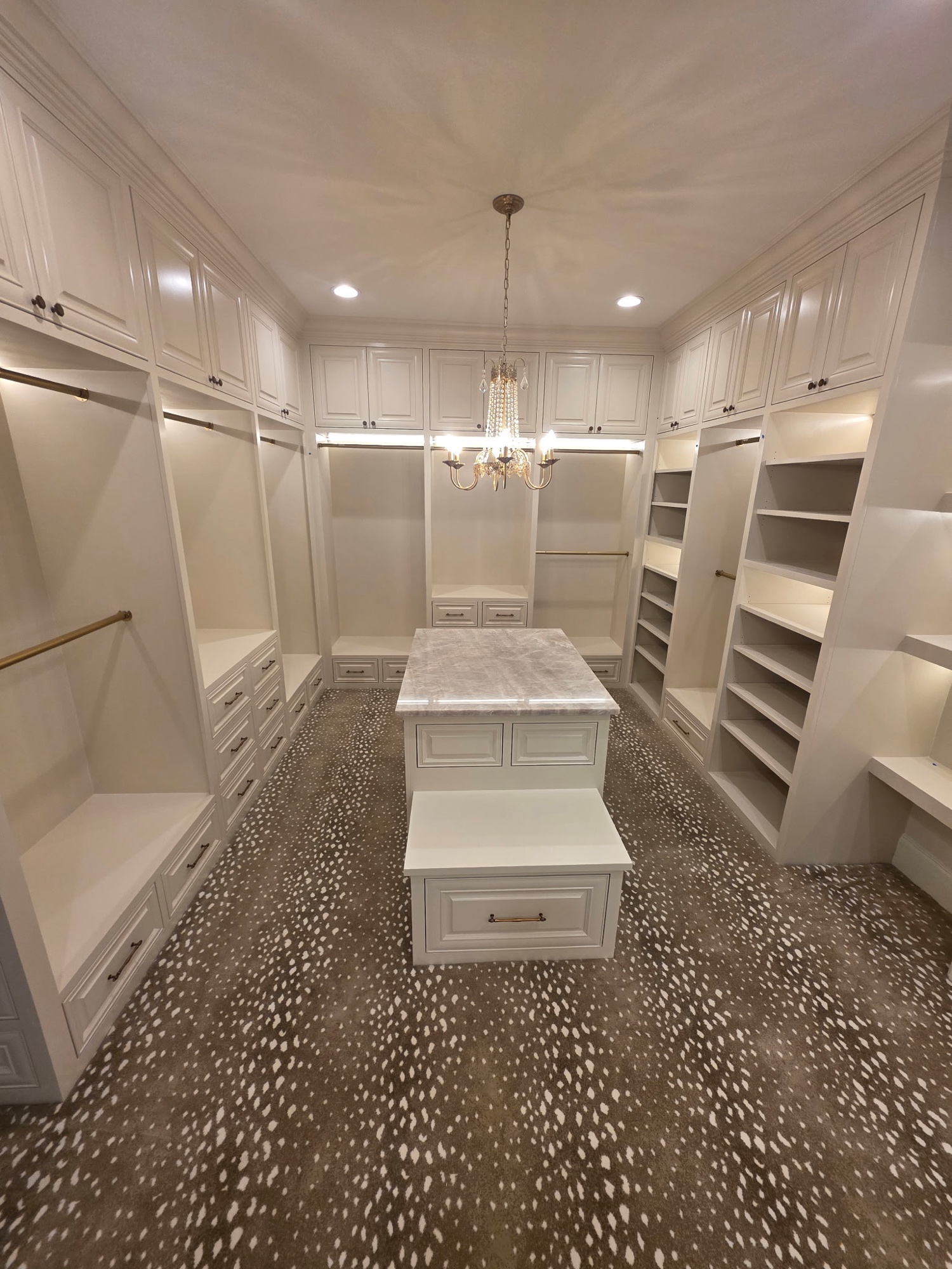 Walk-in closet with built-in bench