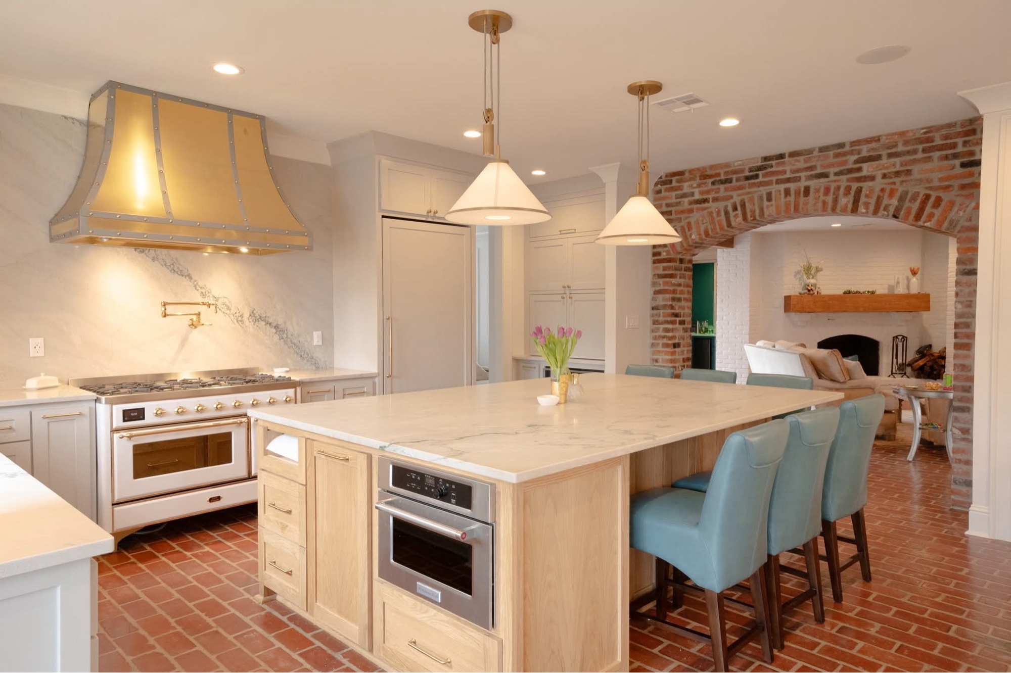 Custom kitchen with marble island
